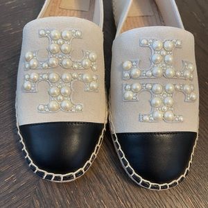Tory Burch pearl and embellished espadrilles, brand new